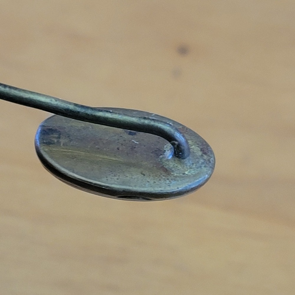 Vintage Art Deco Mother of Pearl Black Stone Oval Stick Pin Lapel Jewelry - Picture 7 of 8